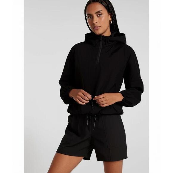 CALIA Windbreaker Womens Size M Black Hooded Anorak Pullover Water Repellent Act - Picture 3 of 9